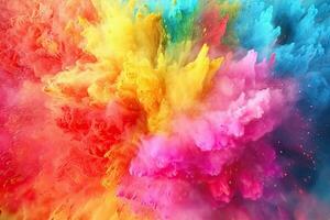 A colorful powder explosion in a black background Generative AI photo