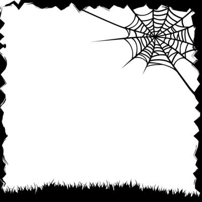 Halloween illustration with silhouettes of spider webs, grass