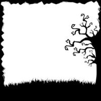 Halloween illustration with silhouettes of trees, grass vector