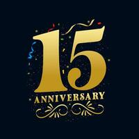 15 aniversario lujoso dorado color 15 años aniversario celebracion logo diseño modelo vector