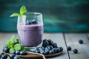 Blueberry smoothie. Generate Ai photo