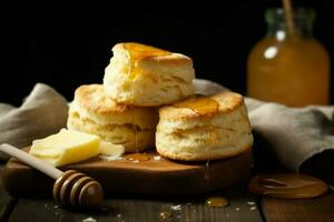 Buttermilk biscuit honey. Generate Ai photo