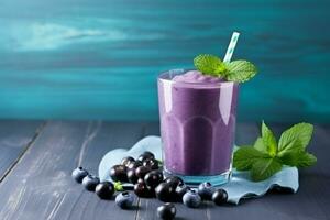 Blueberry smoothie drink. Generate Ai photo