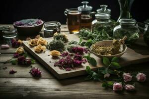Tea ingredients table spices. Generate ai photo