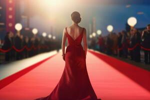Woman red carpet. Generate Ai photo
