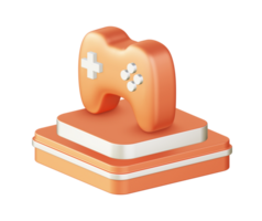 3d illustration icône conception de métallique Orange Jeu manette ou manette avec carré podium png