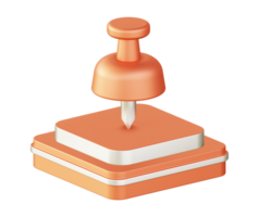 3d Illustration Symbol Design von metallisch Orange drücken Stift mit Platz Podium png