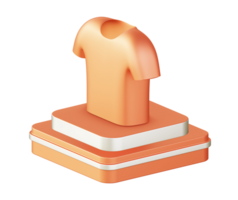 3d illustration icon design of metallic orange fashion outfit with square podium png