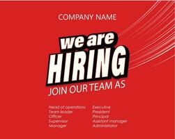 We're Hiring to Join Our Team Banner Template. Business Recruiting Concept, Open Vacancy Design Template We're Hiring minimalistic flyer template with big letters vector