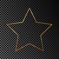 Gold glowing star shape frame isolated on dark vector