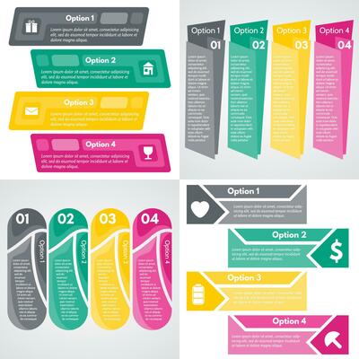 Set of four step by step infographic design template. Vector illustration
