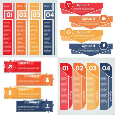 Set of four step by step infographic design template. Vector illustration