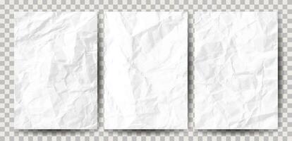 Set of A4 pages crumpled paper vector