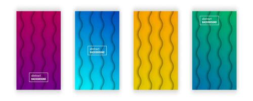 Abstract minimal wave geometric background.  Set of four wave layer shape for banner, templates, cards. Vector illustration.