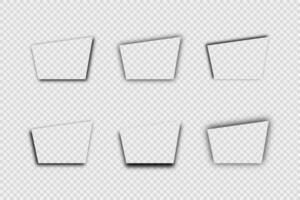 Dark realistic shadow. Set of six trapezoid shadows isolated on background. Vector illustration.