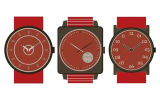 Set of three mechanical watches. Vector illustration