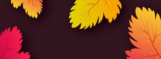 Autumn background with maple yellow leaves and place for text.  Banner design for fall season banner or poster. Vector illustration