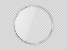 Glass plate in circle frame isolated on  background. Vector illustration.