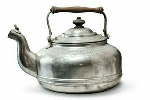 Vintage aluminium kettle. Generate Ai photo