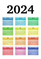 Calendar for 2024 isolated on a white background vector