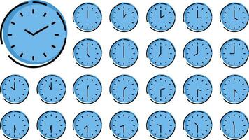 Clock Icon Vector Set Every Half Hour