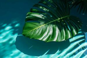 Tropical leaves water shadow. Generate Ai photo