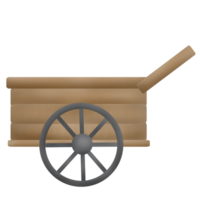 Wooden cart for carrying gardening equipment png