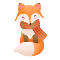 cute orange fox in autumn png