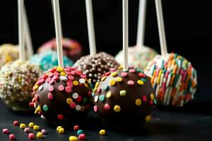 Chocolate lollipop food. Generate Ai photo