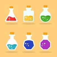 vector set of cartoon medicine bottles, flat design concept