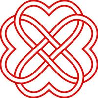 Pattern intertwined hearts, knot weaving hearts symbol eternal love vector