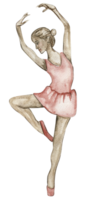 waterverf ballerina meisje in roze jurk. png