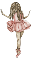 Aquarell Ballerina Mädchen im Rosa Kleid. png