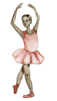 aquarelle ballerine fille dans rose robe. png