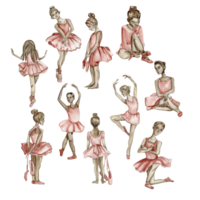 waterverf ballerina meisje in roze jurk. png