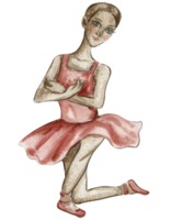 vattenfärg ballerina flicka i rosa klänning. png
