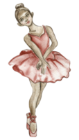 aquarelle ballerine fille dans rose robe. png