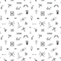 seamless pattern with summer vacation icons of various items vector