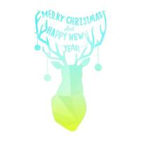 Christmas Deer with nadlettering. New year bright neon colored illustration. vector
