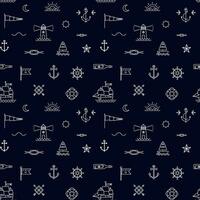 seamless pattern with nautical symbols on a dark background vector