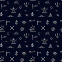 seamless pattern with nautical symbols on a dark background vector