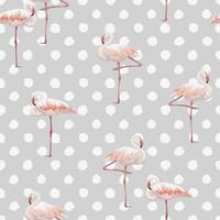 flamingo seamless pattern with pink flamingos on polka dot background vector