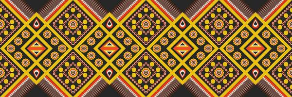 Seamless pattern, traditional ethnic pattern on black background, Aztec abstract vector pattern