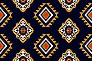 amarillo vistoso flor modelo cheurón Arte diseño gente bordado azteca geométrico Arte huellas dactilares diseño para alfombra, fondo de pantalla, ropa, envoltura, paño, cubrir, negro antecedentes vector