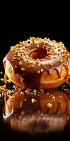 Chocolate dripping donut appetizing mouth watering delicious, AI Generated photo