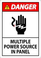 Danger Sign Multiple Power Source In Panel vector