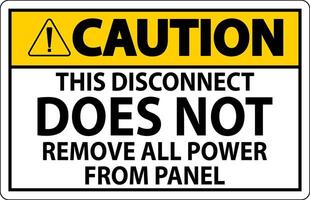 Caution Sign, This Disconnect Does Not Remove All Power From Panel vector