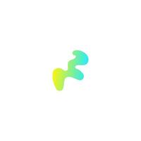 abstract logo in yellow and turquoise with a wave shape vector