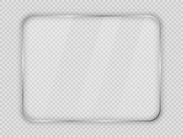 Glass plate in rounded rectangular frame isolated on background. Vector illustration.