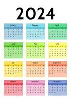 Calendar for 2024 isolated on a white background vector